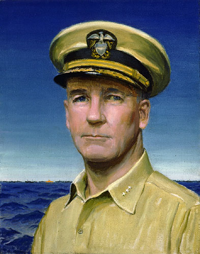 a painting of an older navy sailor