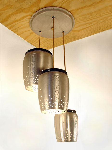 three light shades with a wooden roof