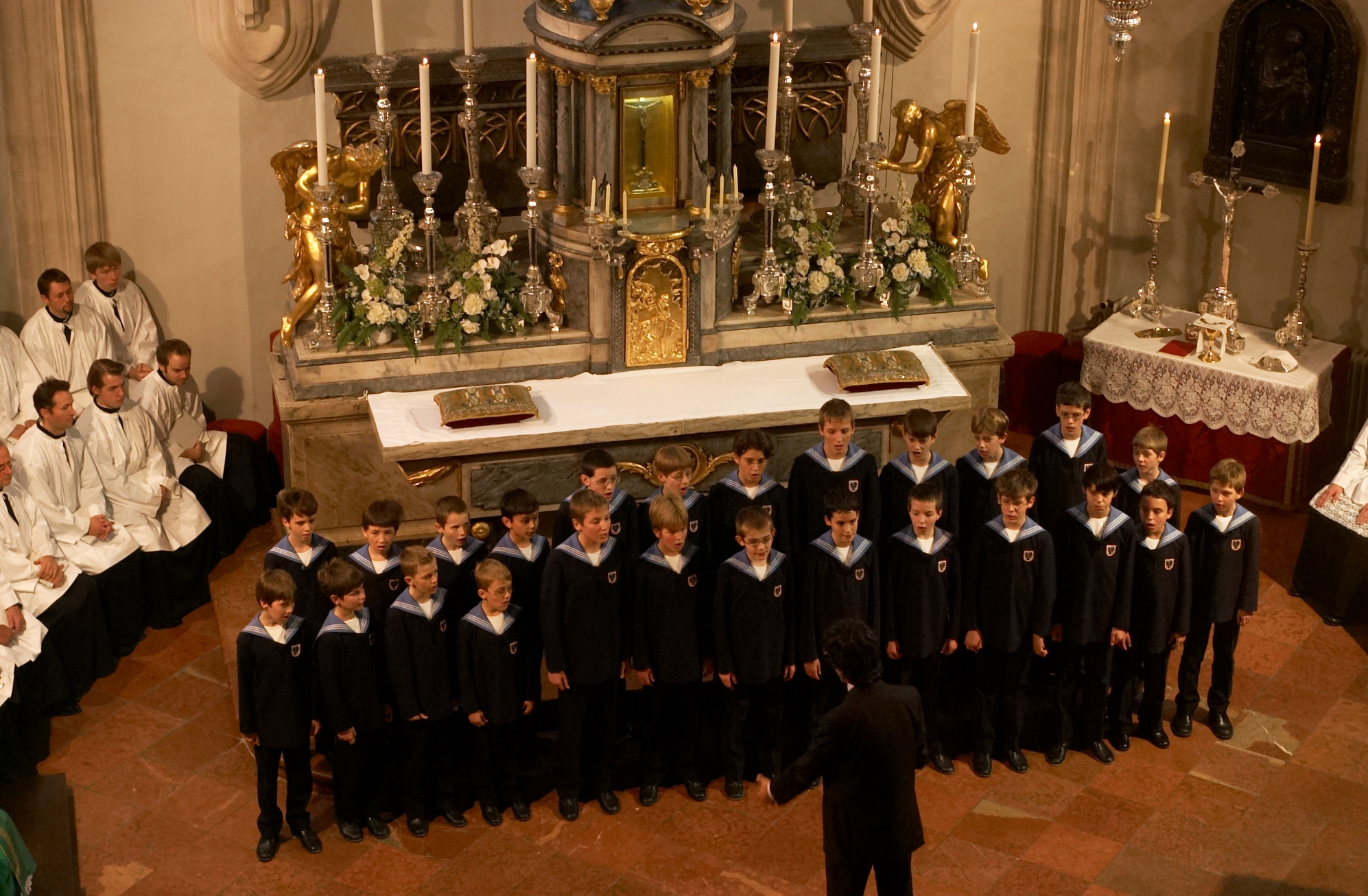 a choir at the end of a service