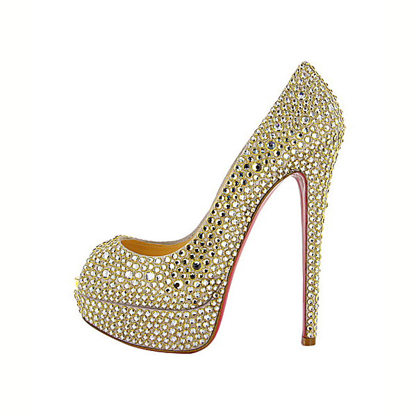 a womens high heels with lots of diamonds on them