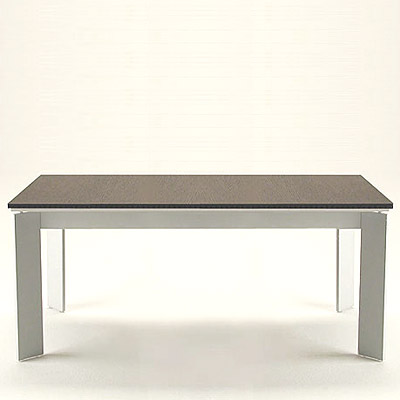 an empty table against a wall in an office