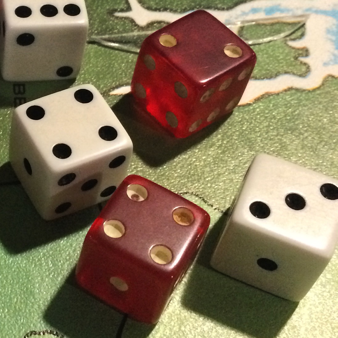 the dices are all red and white