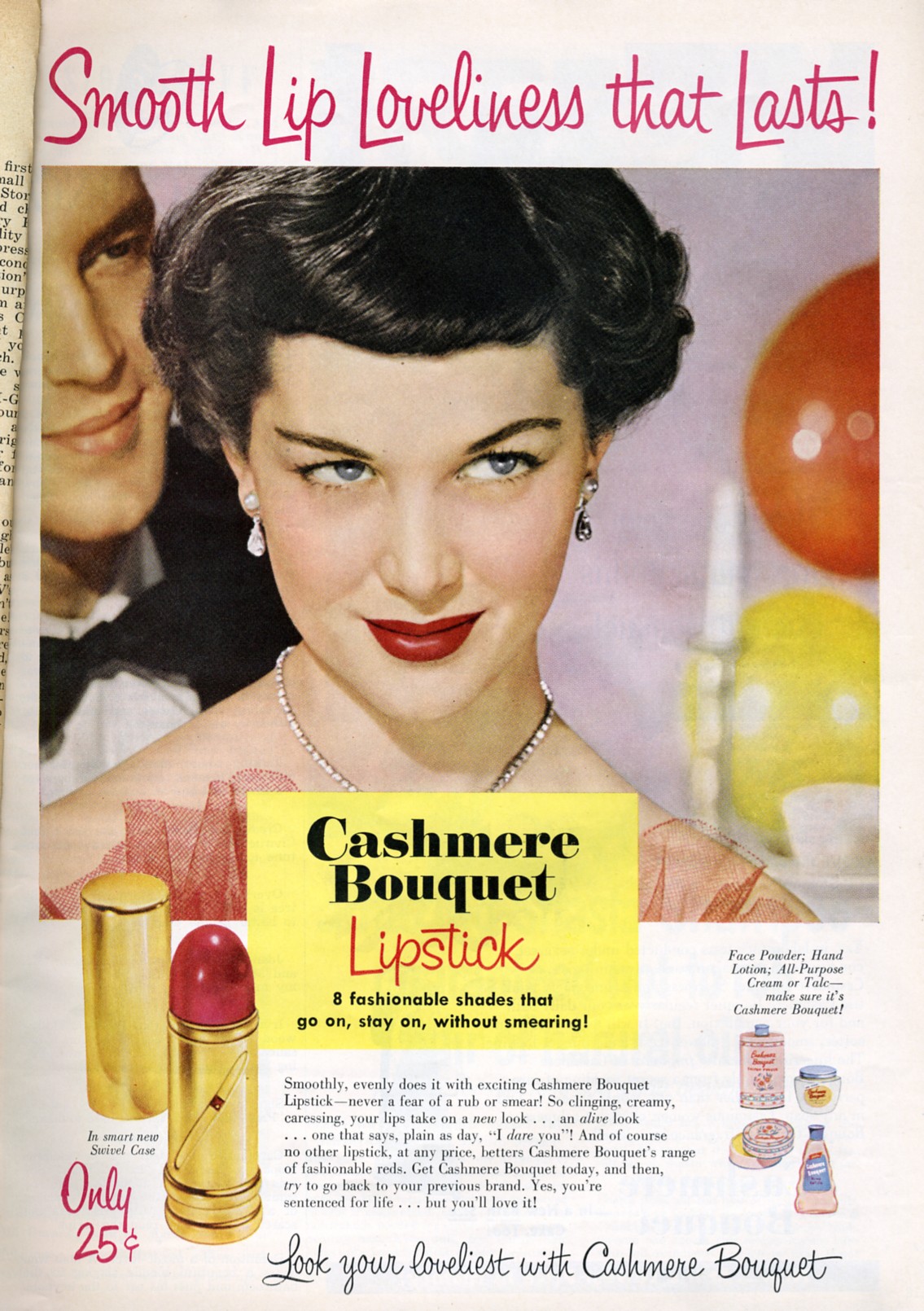 a woman with an ad for lipstick on a page from the magazine, i want that lipstick