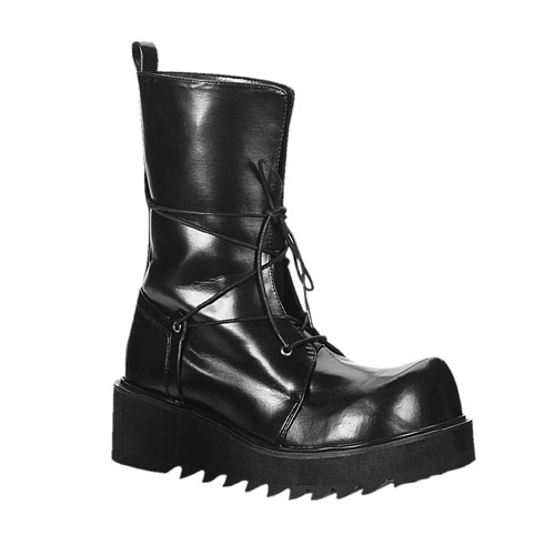 a black boot with a pair of spikes on the bottom