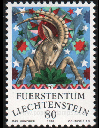 an old postage stamp depicting the goat, which was created by the austrian manufacturer