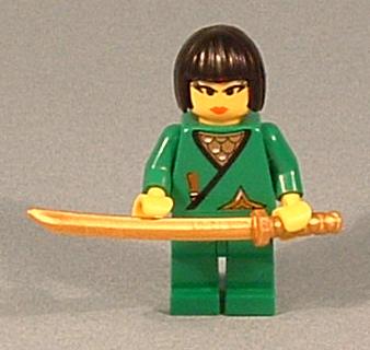 a lego figure holding a yellow sword