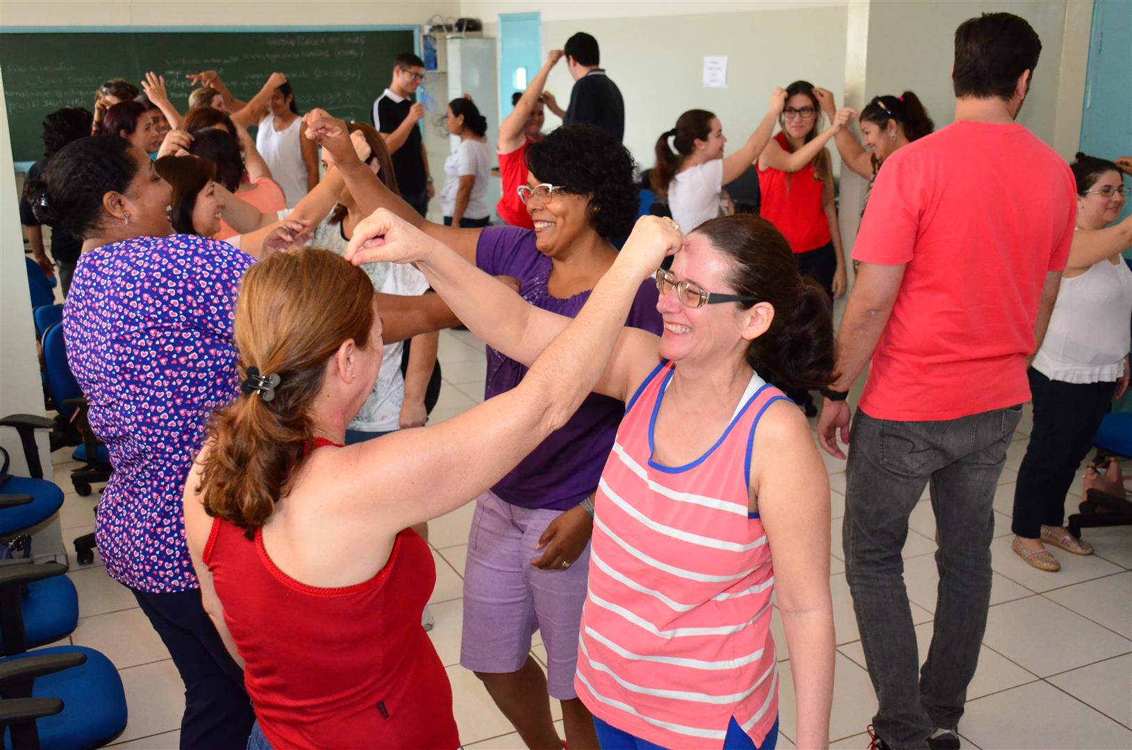 two woman at a class doing an active dance