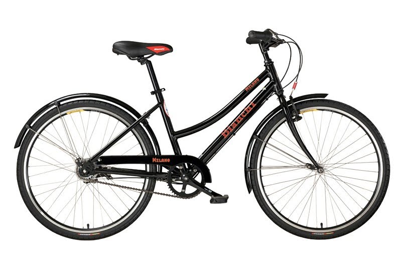 the black bicycle is shown against a white background