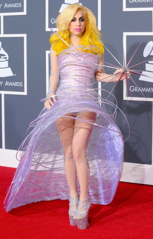 lady with very large transparent skirt in the red carpet
