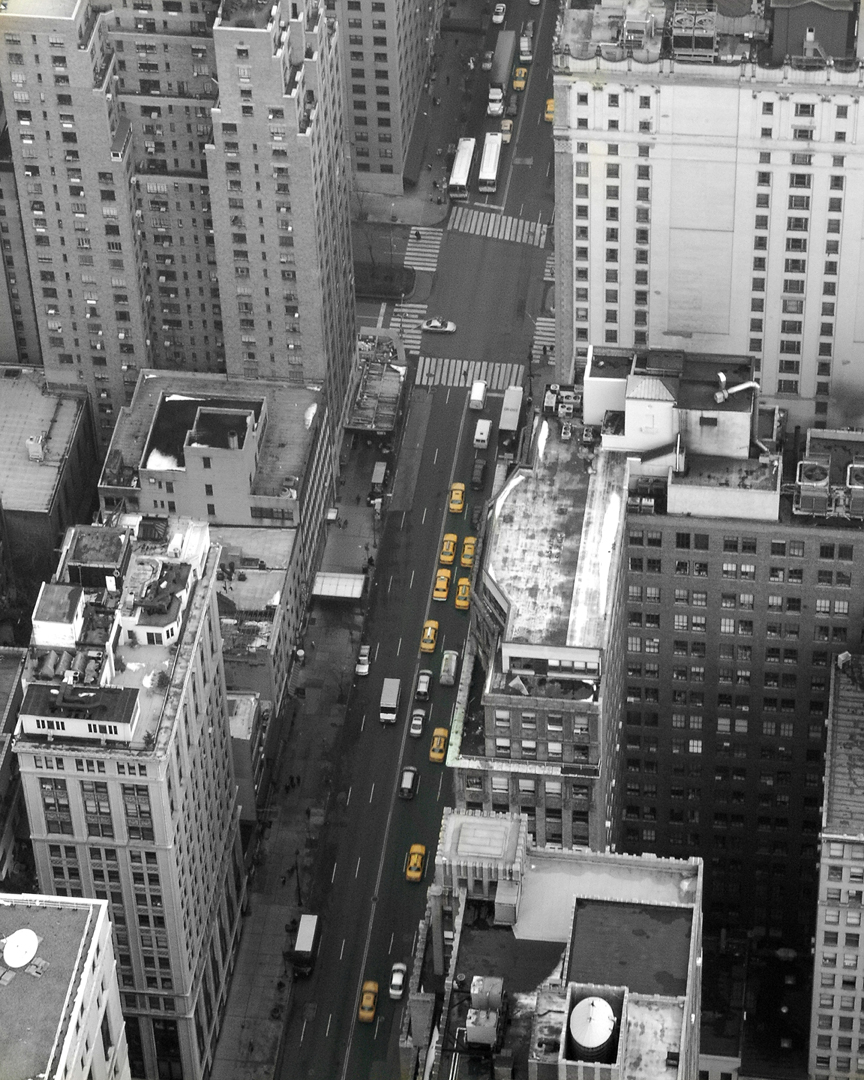 an aerial view of some buildings in the city