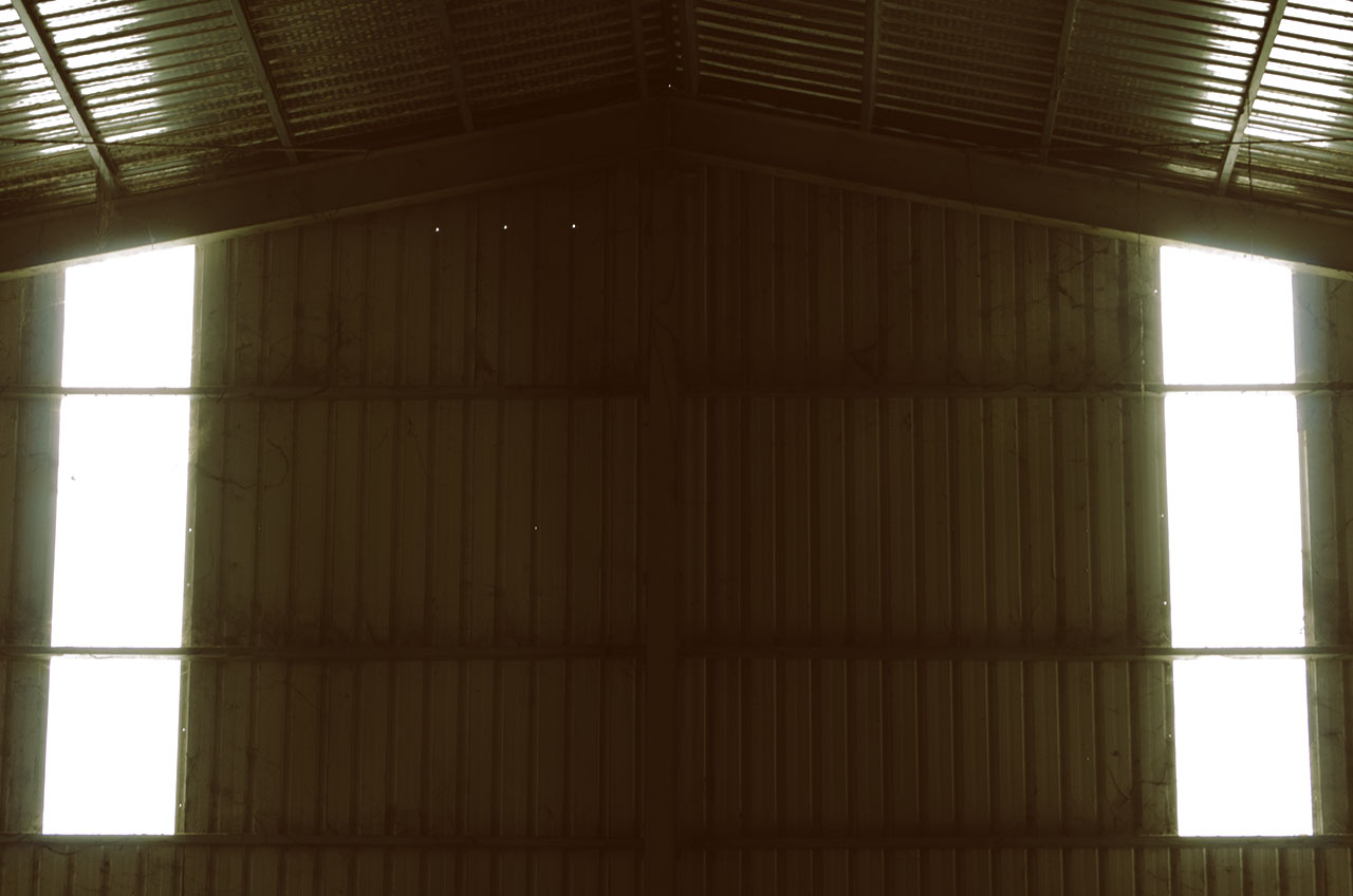 an open hangar with no people in it