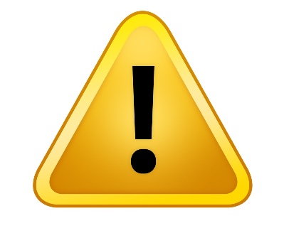 a yellow warning sign on white background