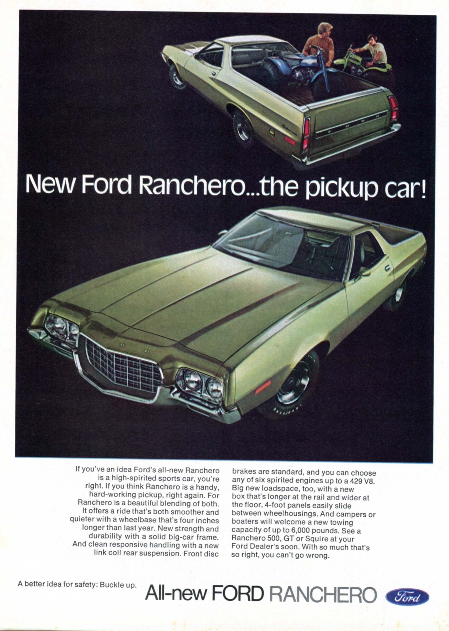 an ad for a 1971 ford ranchero