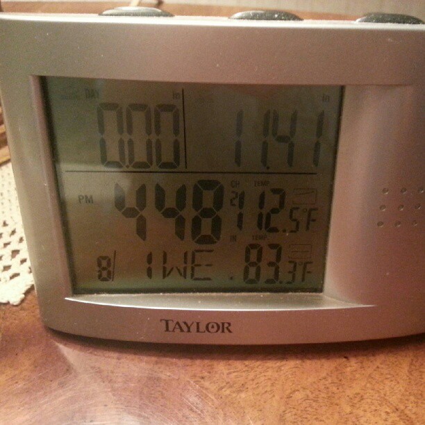 a digital alarm clock displayed on a table