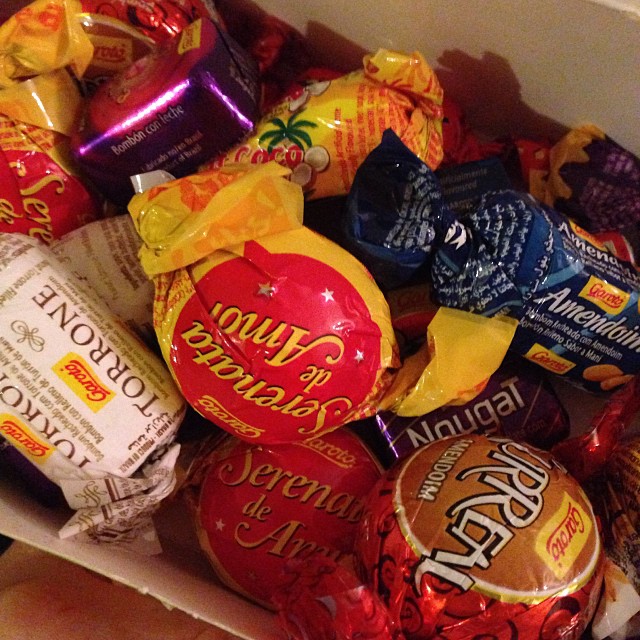 there is a variety of candies in the box