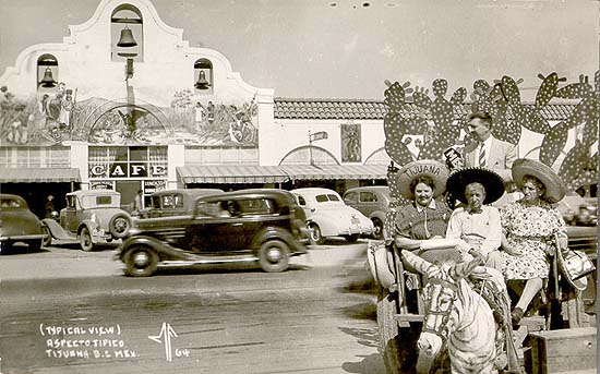 vintage black and white po showing people at an intersection