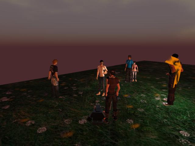 an image of group of animated people on a hill