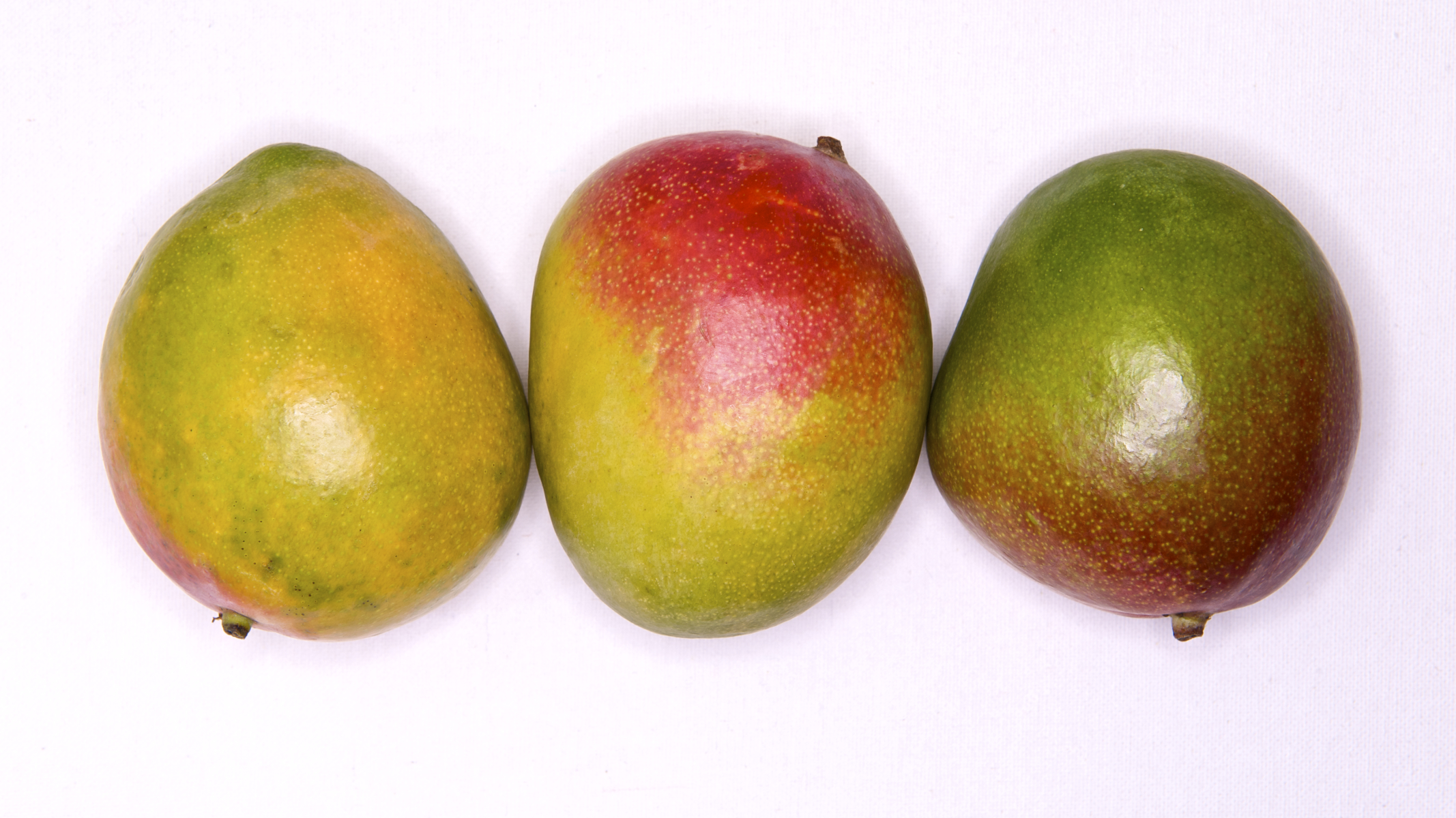 three mangoes are placed in the same row