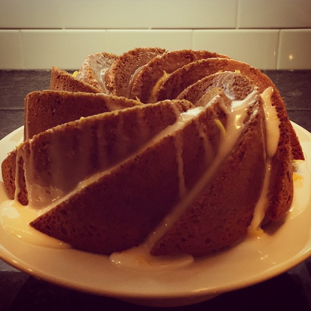 a large piece of bunt cake on a plate