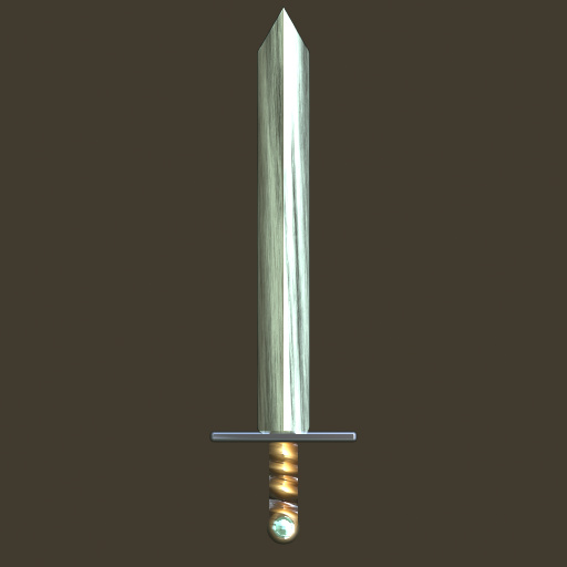 a large silver dagger with a black background