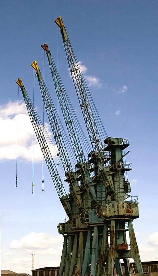 a large industrial steel work with lots of crane