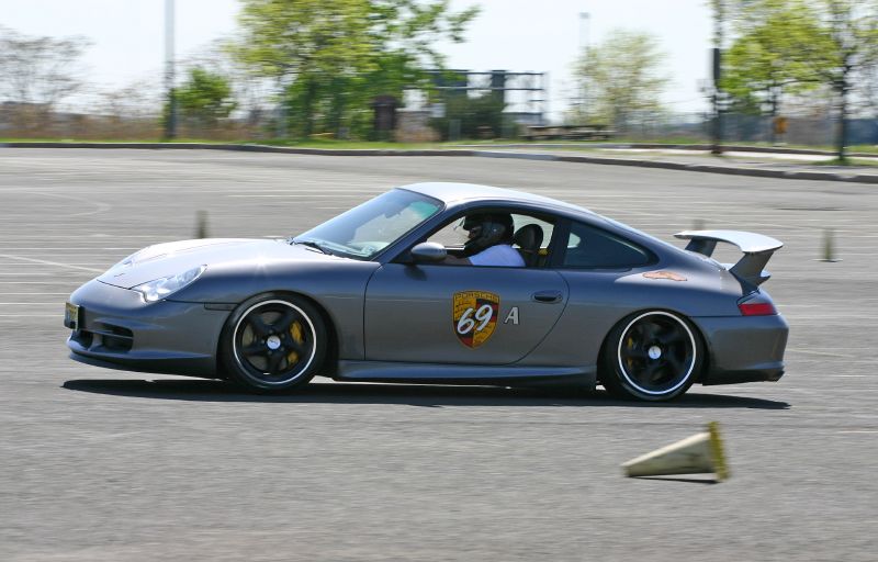 a sports car racing at a race track