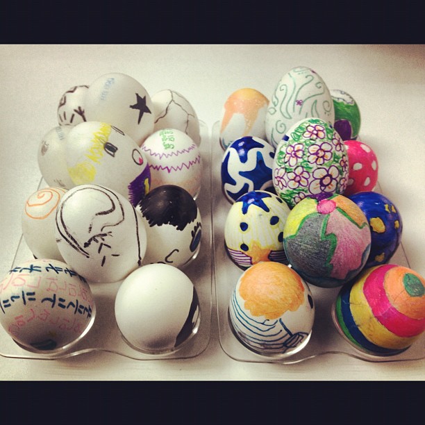 several easter eggs of various sizes with numbers painted on them