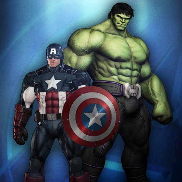 a couple of avengers characters are standing together