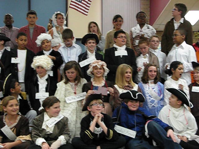 the students have dressed up to participate in a costume competition