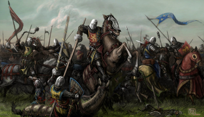 an image of a knights battle with knights