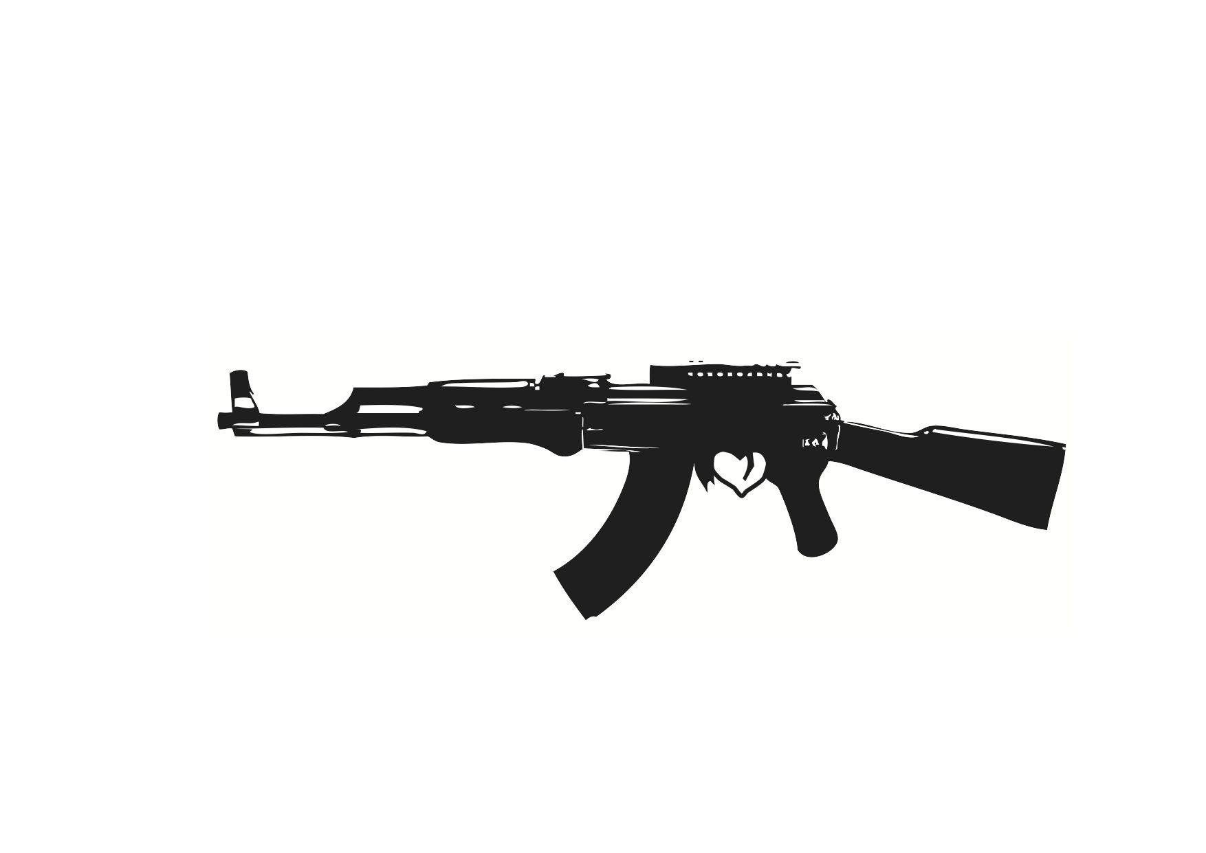 a black rifle with an automatic rifle and a large barrel