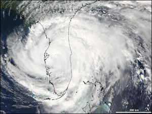 the eye on the image shows the storm from space