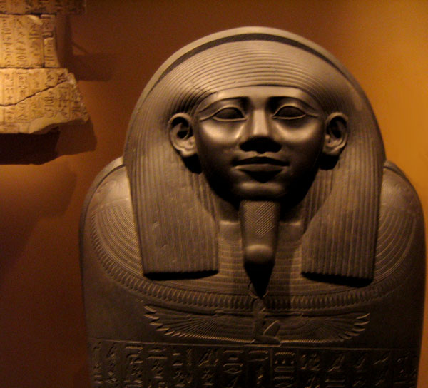a close up of a sculpture of an egyptian