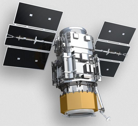 the spacecraft is attached to another device with wires