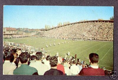 a very large stadium with many people on the field