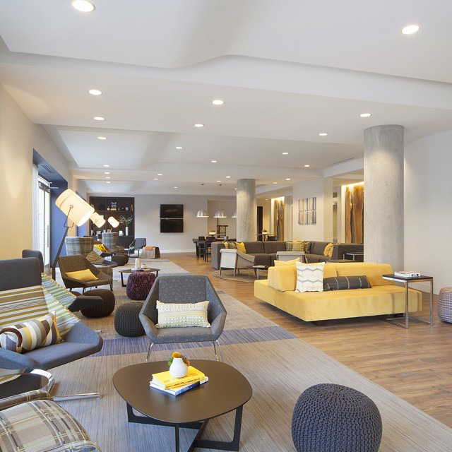 the large modern lounge room has many couches