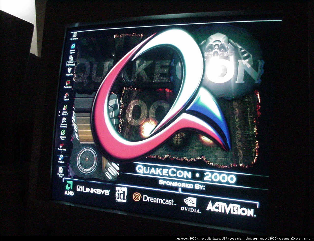 a television screen displaying the logo of an advertiser