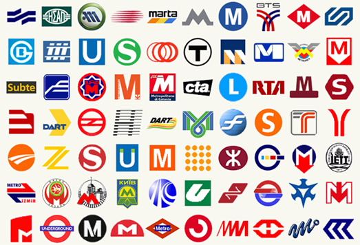 a large number of different logos in various colors