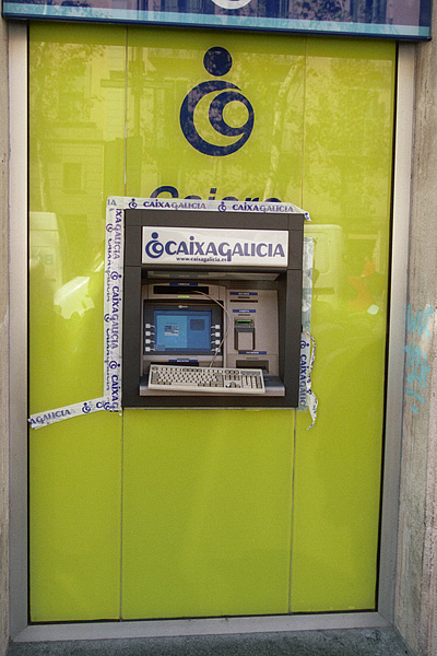 a public cash register machine in the city