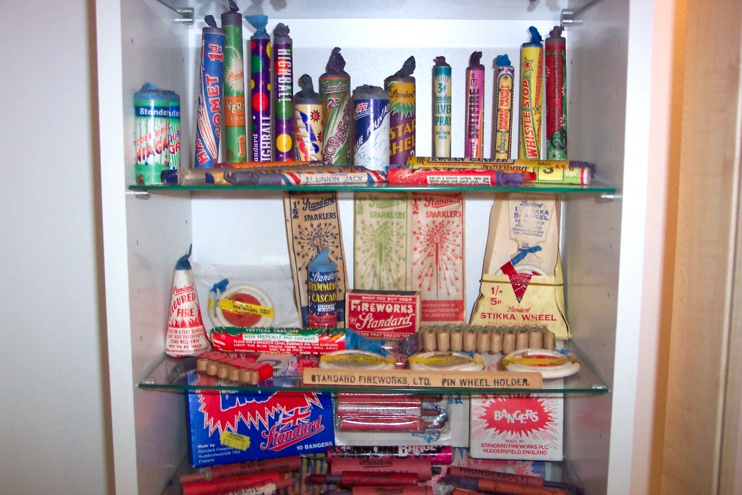 an old fashioned candy display in a pantry