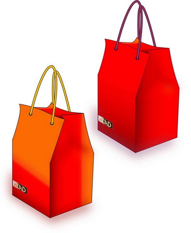 the large red bag is next to the smaller red bag