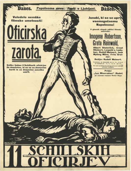 an old poster with a man in a body of water