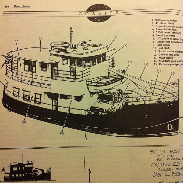 a diagram with several details describing a boat