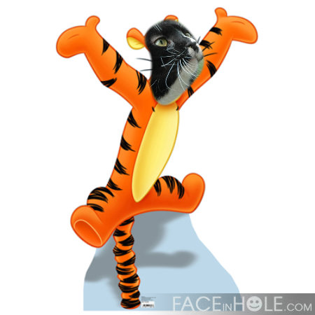 a cartoon tiger figure holding a banana