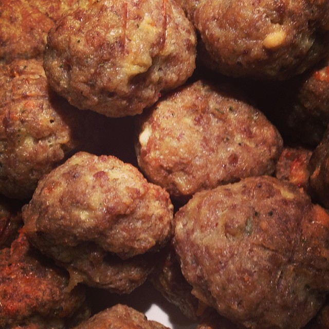close up view of meatballs on a plate