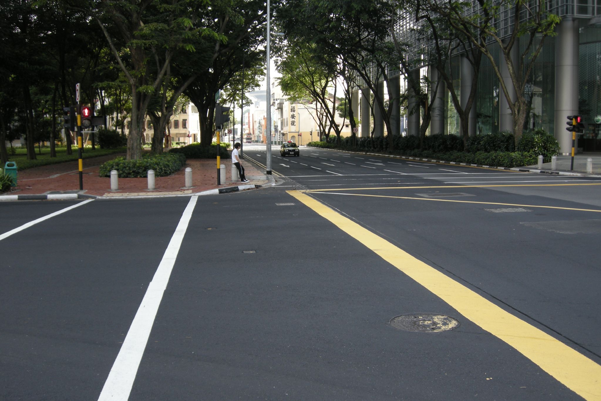 a empty road on the right side of the road