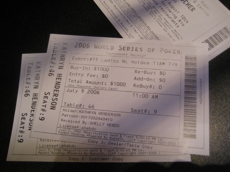 three tickets for the world series of poker are shown here