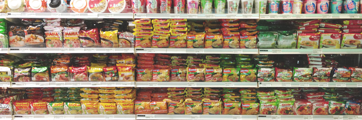 a large display in a grocery store with various drinks