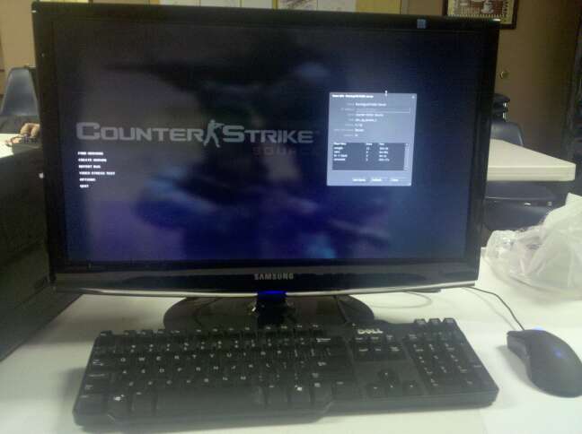 computer monitor with windows on a white table