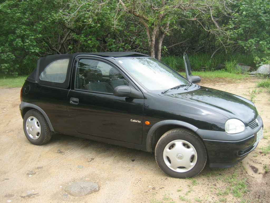 black citrole car parked in lot in front of tree